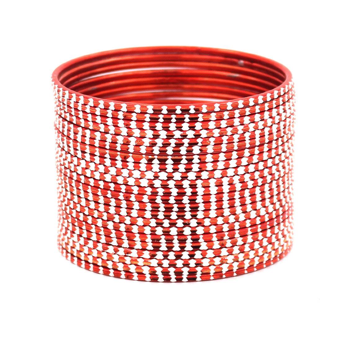 Set of 24 Shining Bangles with Cutting Design by T4 Jewels RED Plain Metal Bangles T4 Jewels