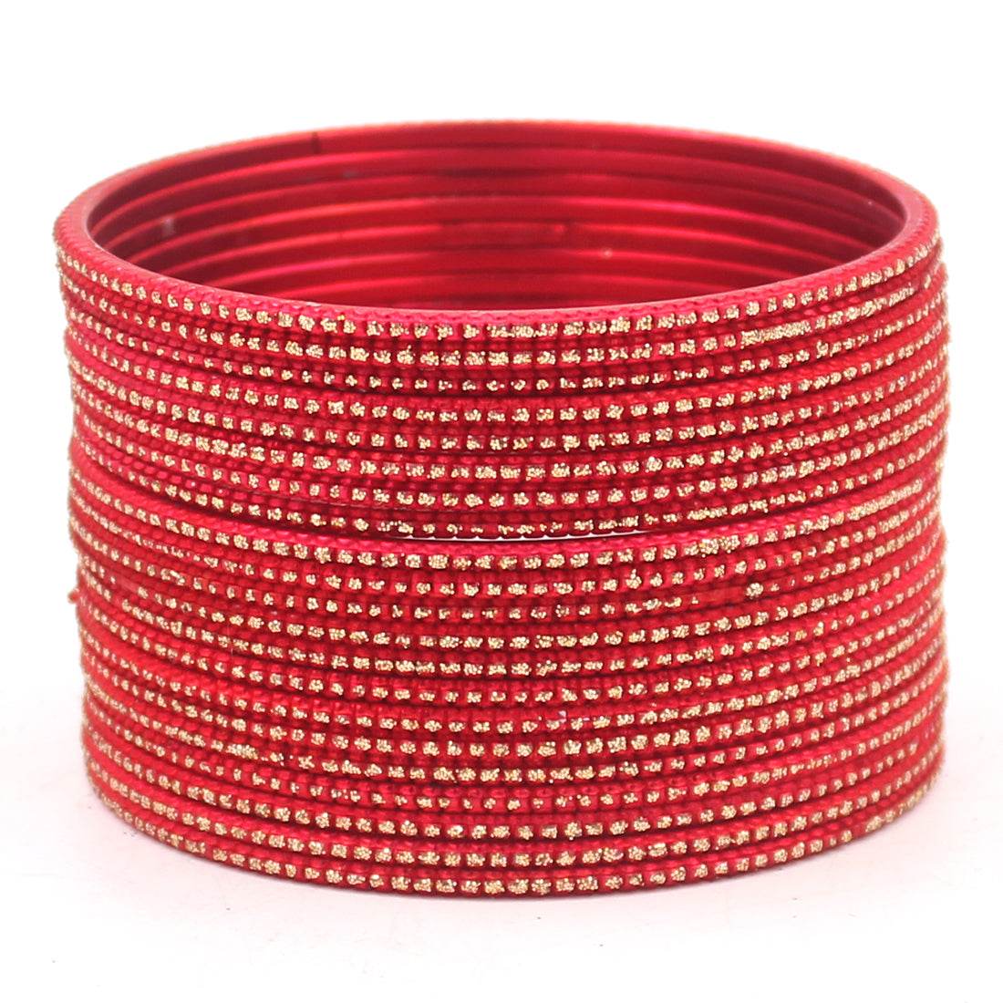Set of 24 Glitter Bangles by T4 Jewels Red Plain Metal Bangles T4 Jewels
