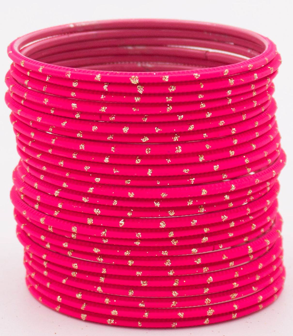 Set of 24 Plain Matte Textured Metal Bangles By T4 Jewels Rose Plain Metal Bangles T4 Jewels