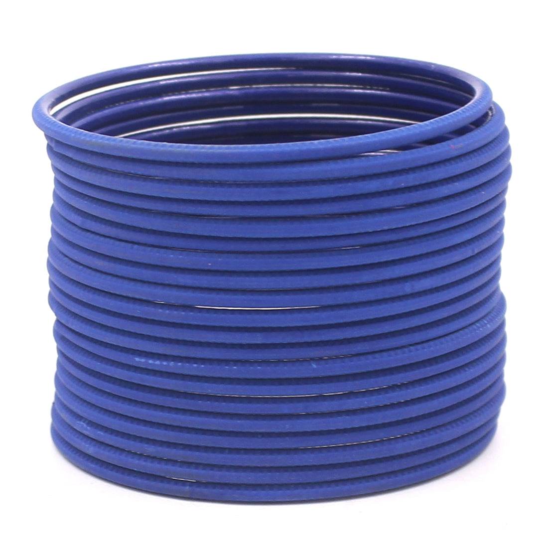 Set of 24 Matte Textured Bangles by T4 Jewels Royal Blue Plain Metal Bangles T4 Jewels