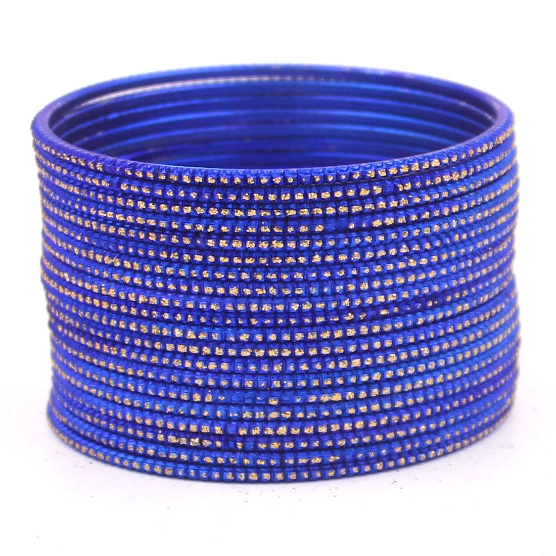 Set of 24 Glitter Bangles by T4 Jewels Royal Blue Plain Metal Bangles T4 Jewels