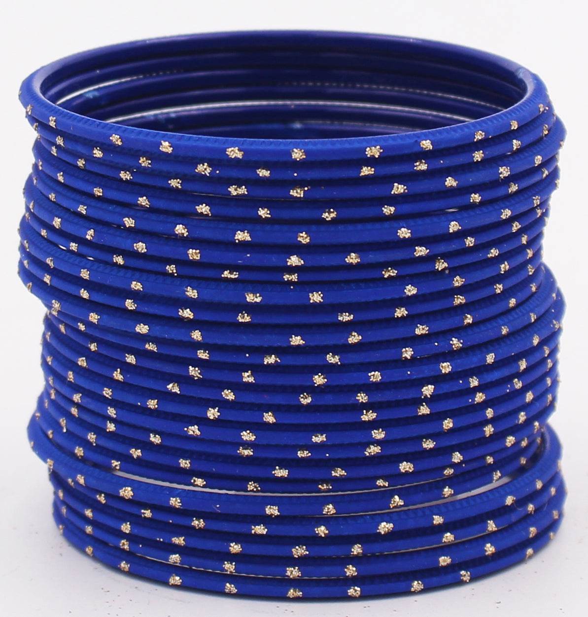 Set of 24 Plain Matte Textured Metal Bangles By T4 Jewels Royal Blue Plain Metal Bangles T4 Jewels