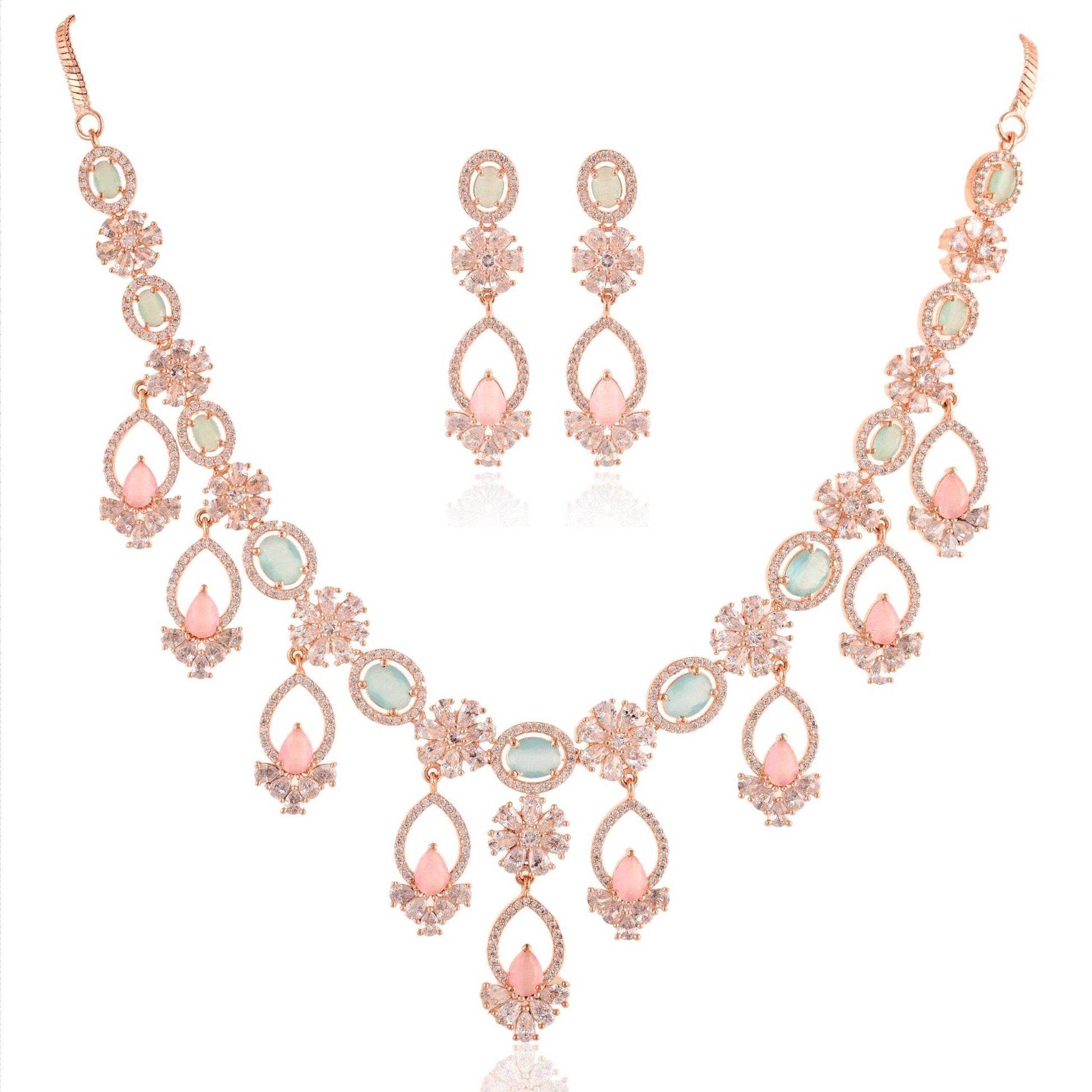 Pink Mint Adorable CZ Designer Festive Wear T4 Jewels