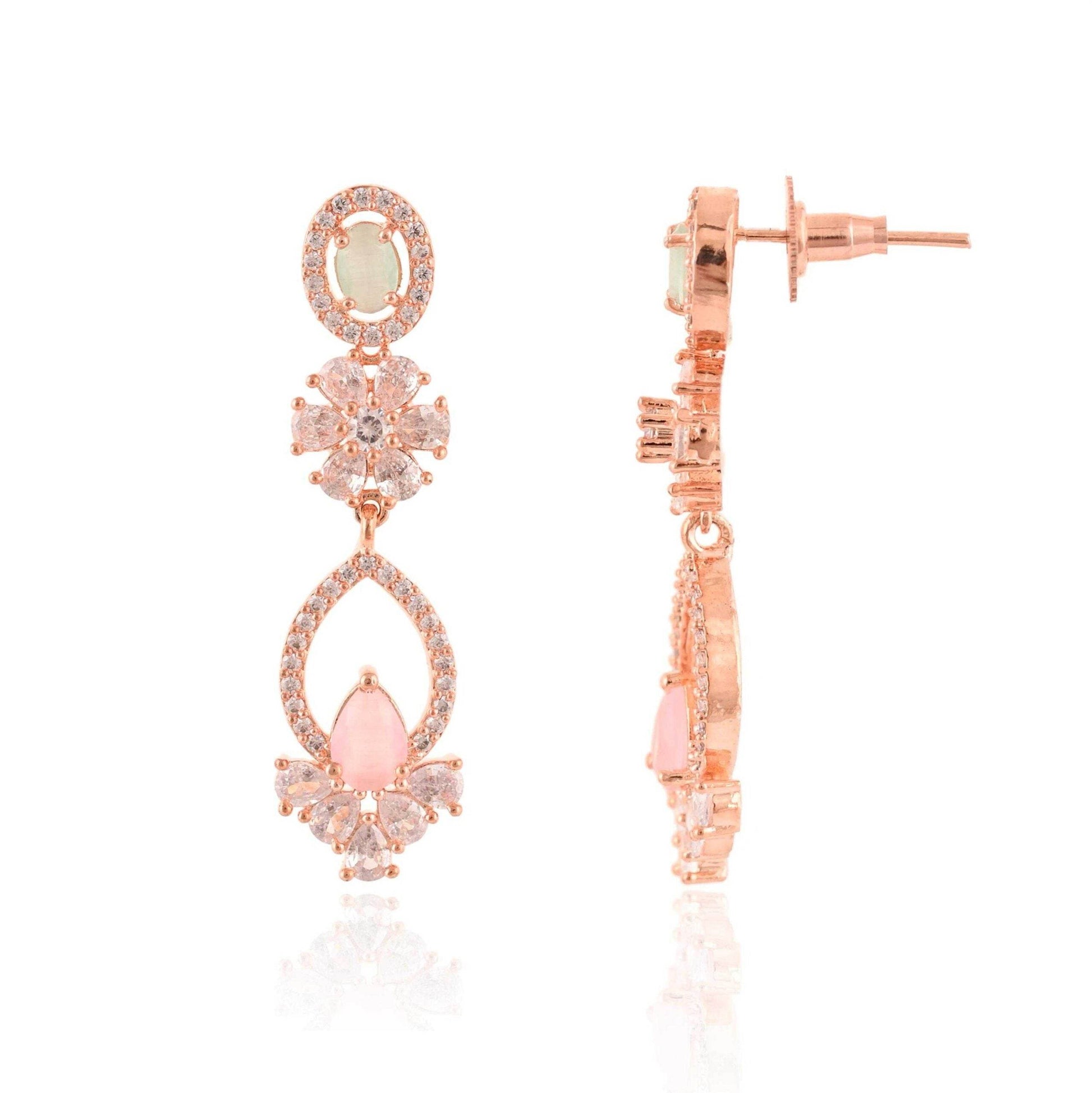 Pink Mint Adorable CZ Designer Festive Wear T4 Jewels