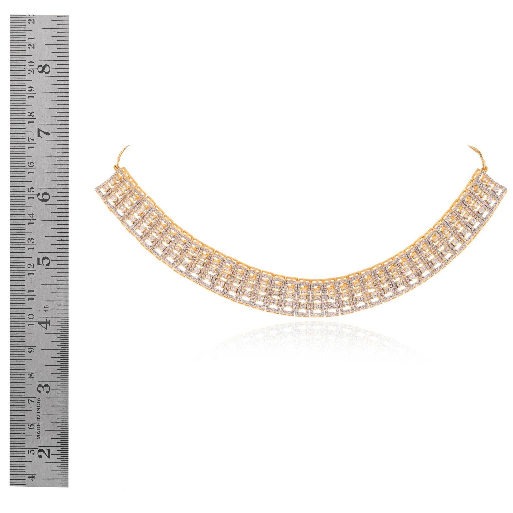 Gold Danglers CZ Designer Festive Wear Luxury Brass Set of Earrings & Necklaces T4 Jewels