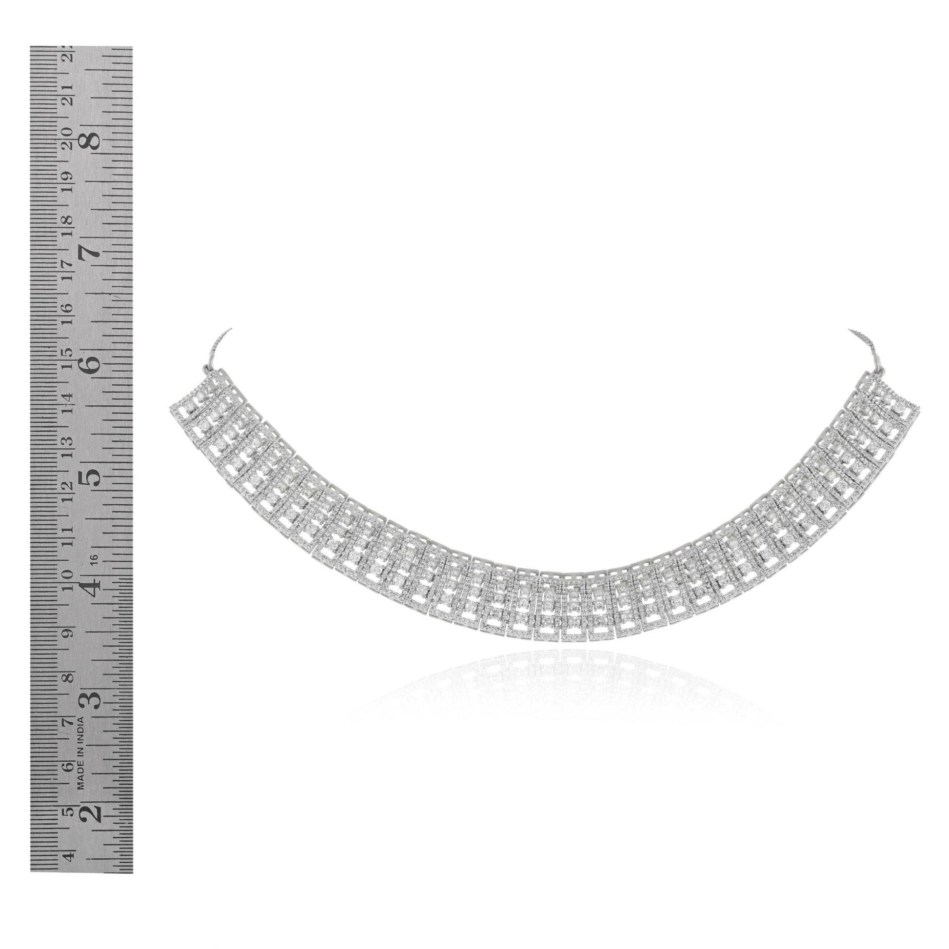 White Danglers CZ Designer Festive Wear Luxury Brass Set of Earrings & Necklaces T4 Jewels