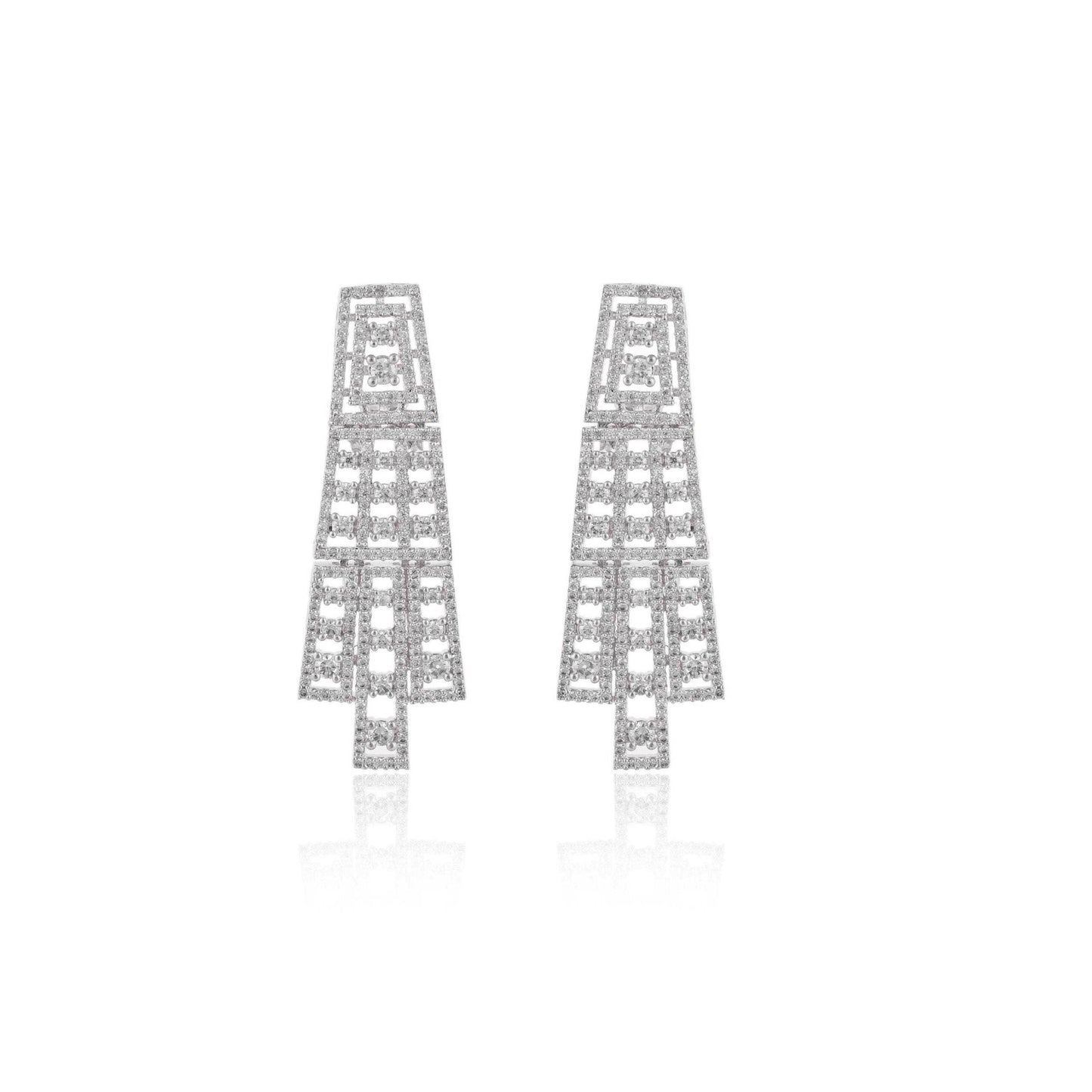 White Danglers CZ Designer Festive Wear Luxury Brass Set of Earrings & Necklaces T4 Jewels