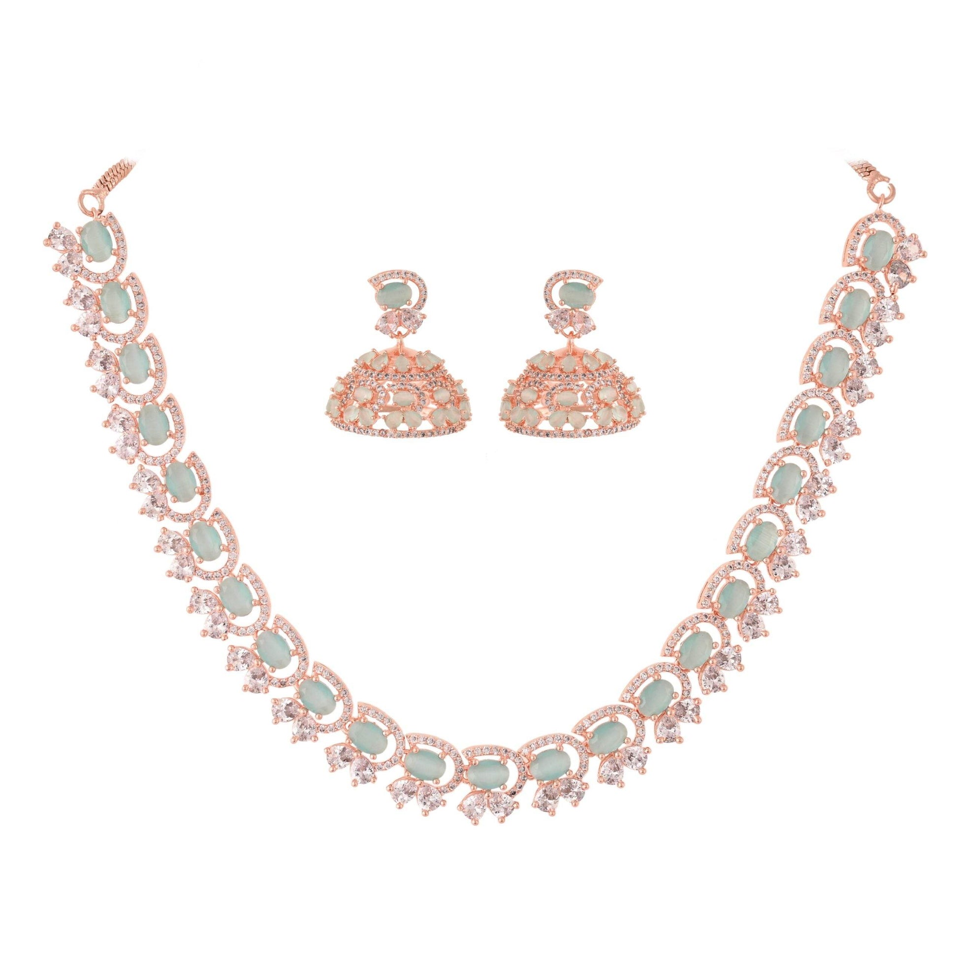 Glittering CZ Diamonds Set in Silver Necklace for Women T4 Jewels