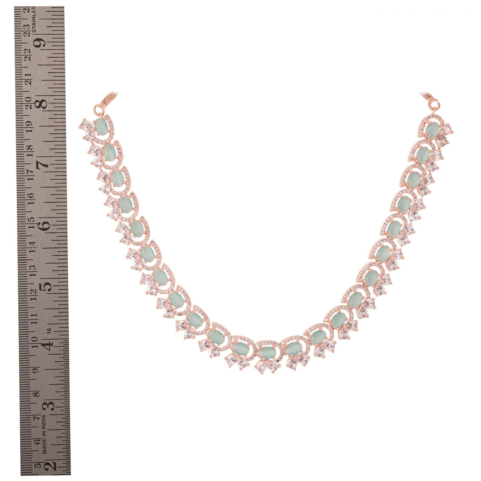 Glittering CZ Diamonds Set in Silver Necklace for Women T4 Jewels