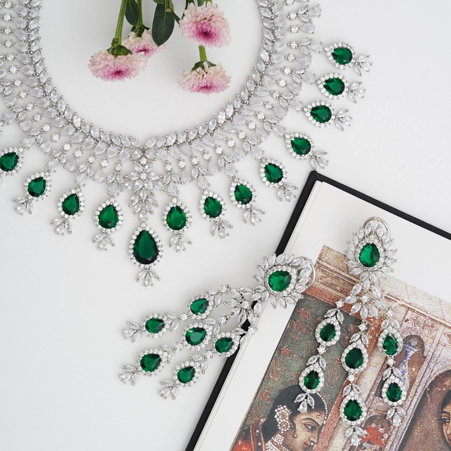 Cubic Zirconia Bridal Necklace Set Necklace T4 Jewels