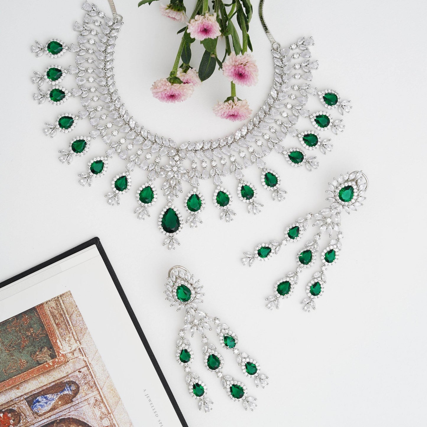 Cubic Zirconia Bridal Necklace Set Necklace T4 Jewels