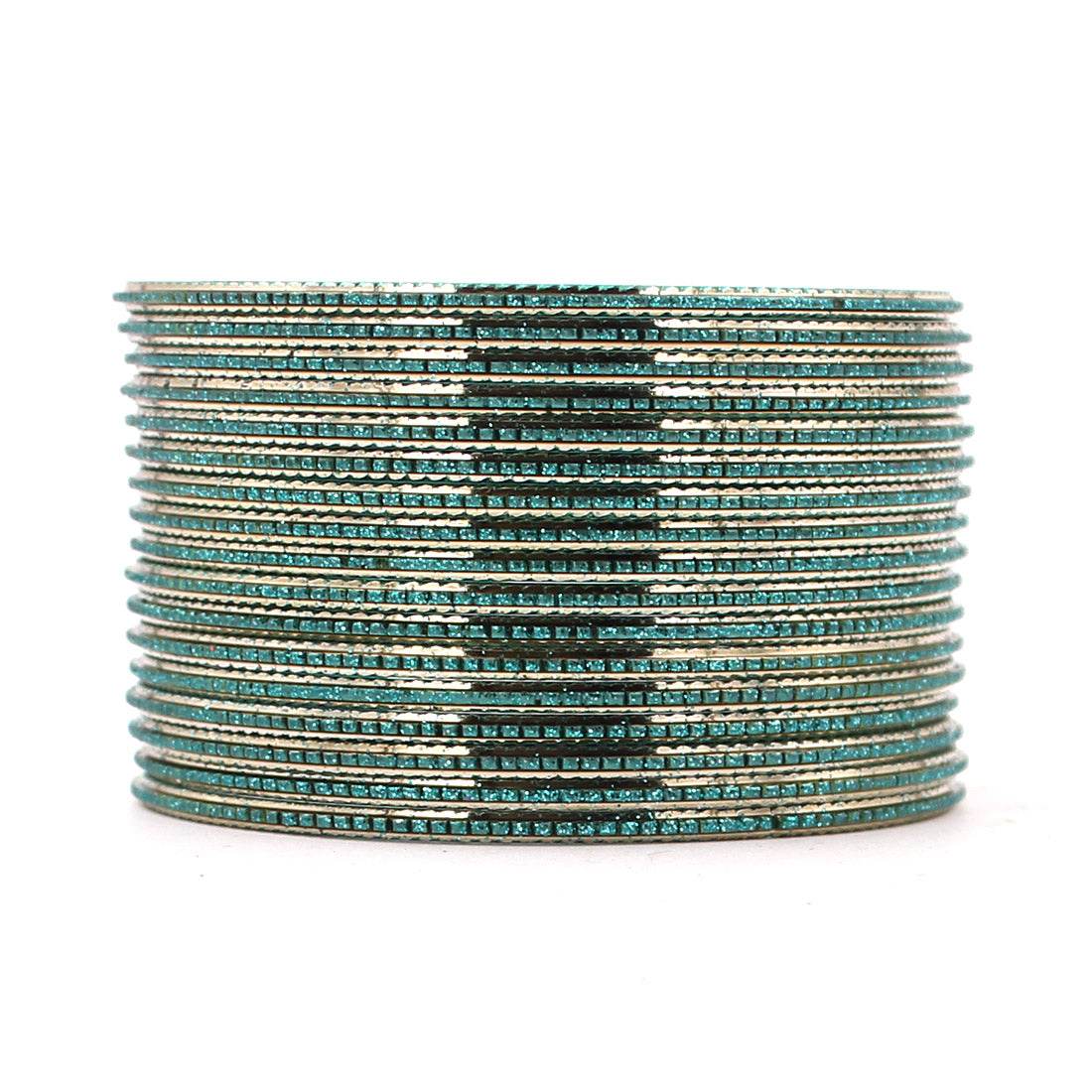 Shining Glitter Bangles with golden borders by T4 Jewels Radium Plain Metal Bangles T4 Jewels