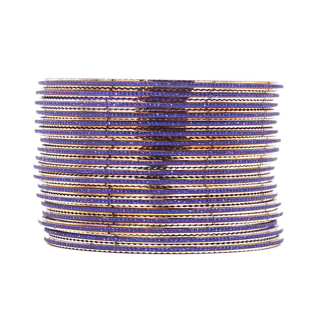 Shining Glitter Bangles with golden borders by T4 Jewels Royal Blue Plain Metal Bangles T4 Jewels