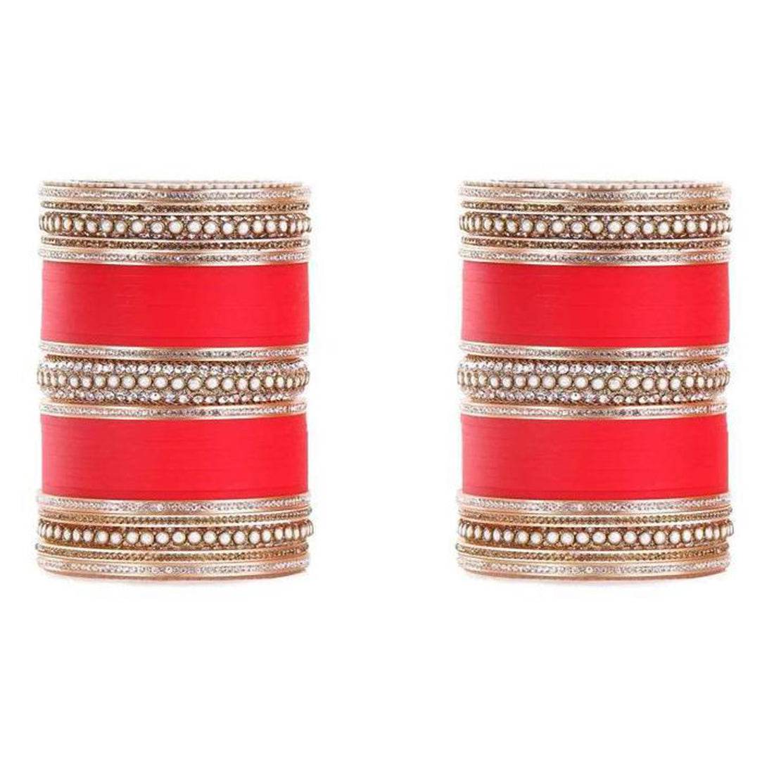 Lac Wedding Chura With Pearl Work Red Bridal Chuda T4 Jewels