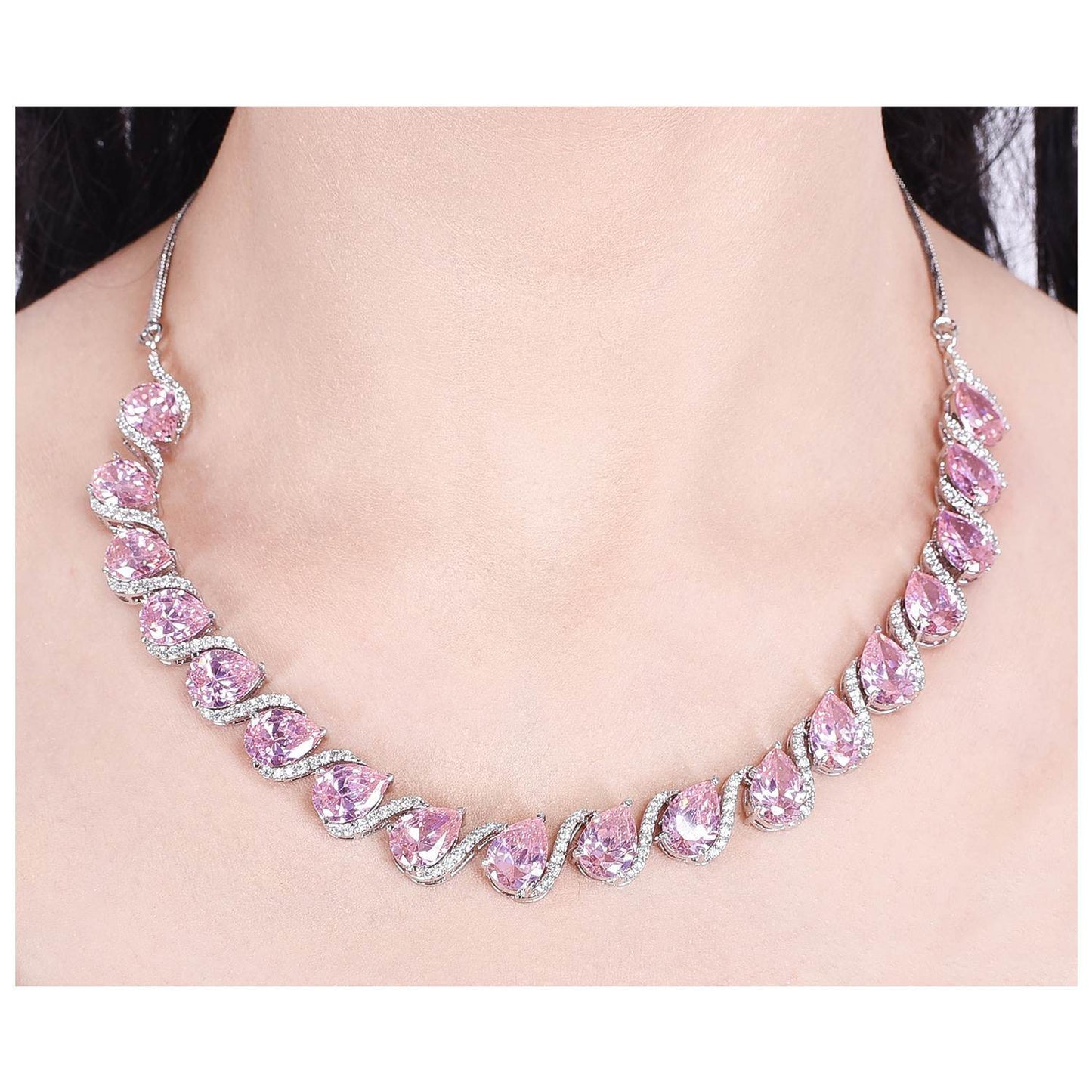 Gorgeous Handcrafted CZ Necklace Set - A Sensational and Eye-Catching Jewelry Piece T4 Jewels