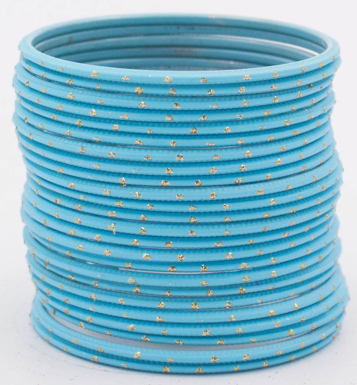 Set of 24 Plain Matte Textured Metal Bangles By T4 Jewels Sky Blue Plain Metal Bangles T4 Jewels