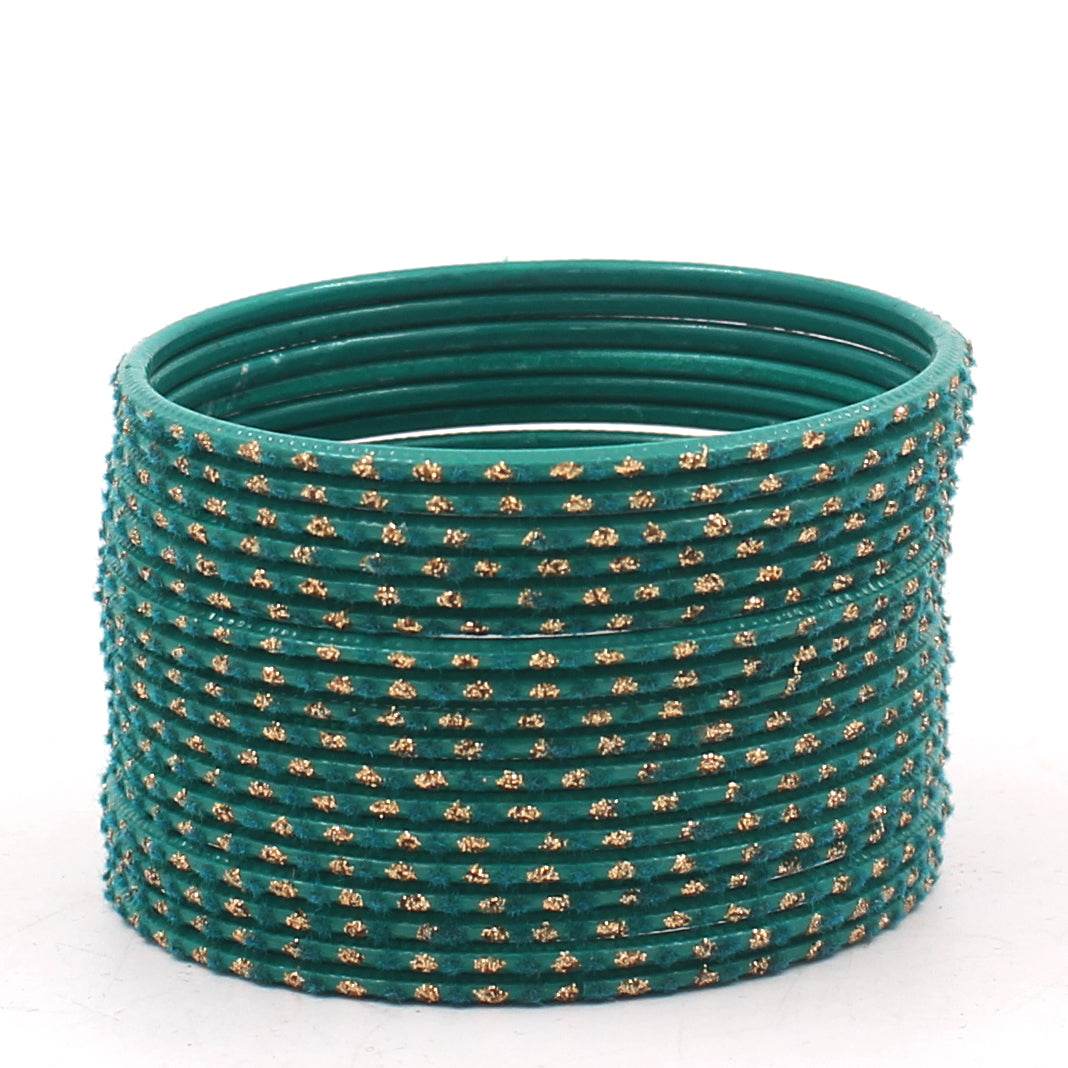Set of 24 Velvet Bangles with Golden Boond by T4 Jewels Kai Plain Metal Bangles T4 Jewels