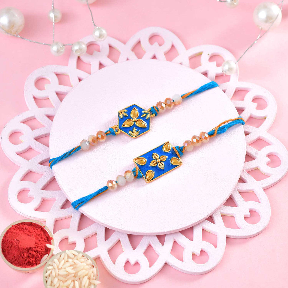 T4 Jewels Pack of 2 Rakhi with Chocolate Bites & Dairy Milk Silk - SR14 Rakhi T4 Jewels