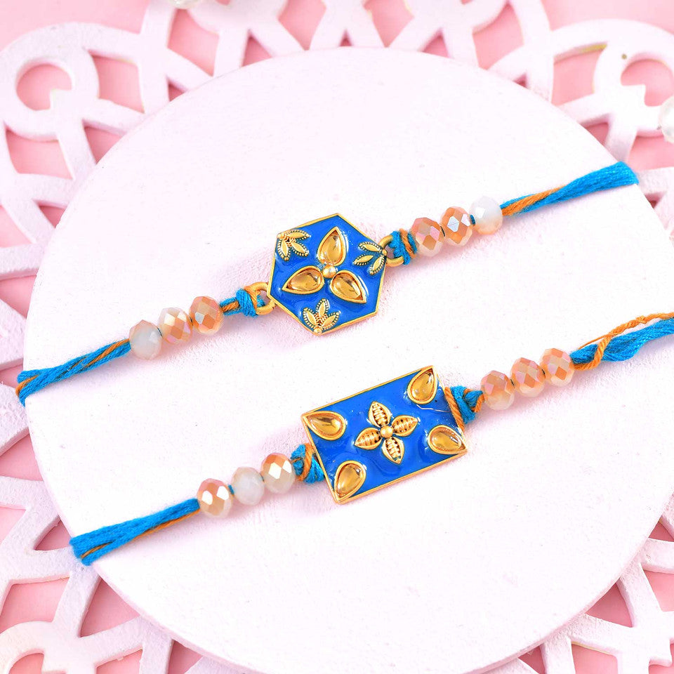 T4 Jewels Pack of 2 Rakhi with Lindt Chocolate & Cashews - SR15 Rakhi T4 Jewels