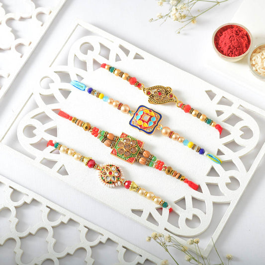 T4 Jewels Trendy Rakhi Sets For Your Cute Brothers 😍 (Pack Of 4)- SR22 Rakhi T4 Jewels