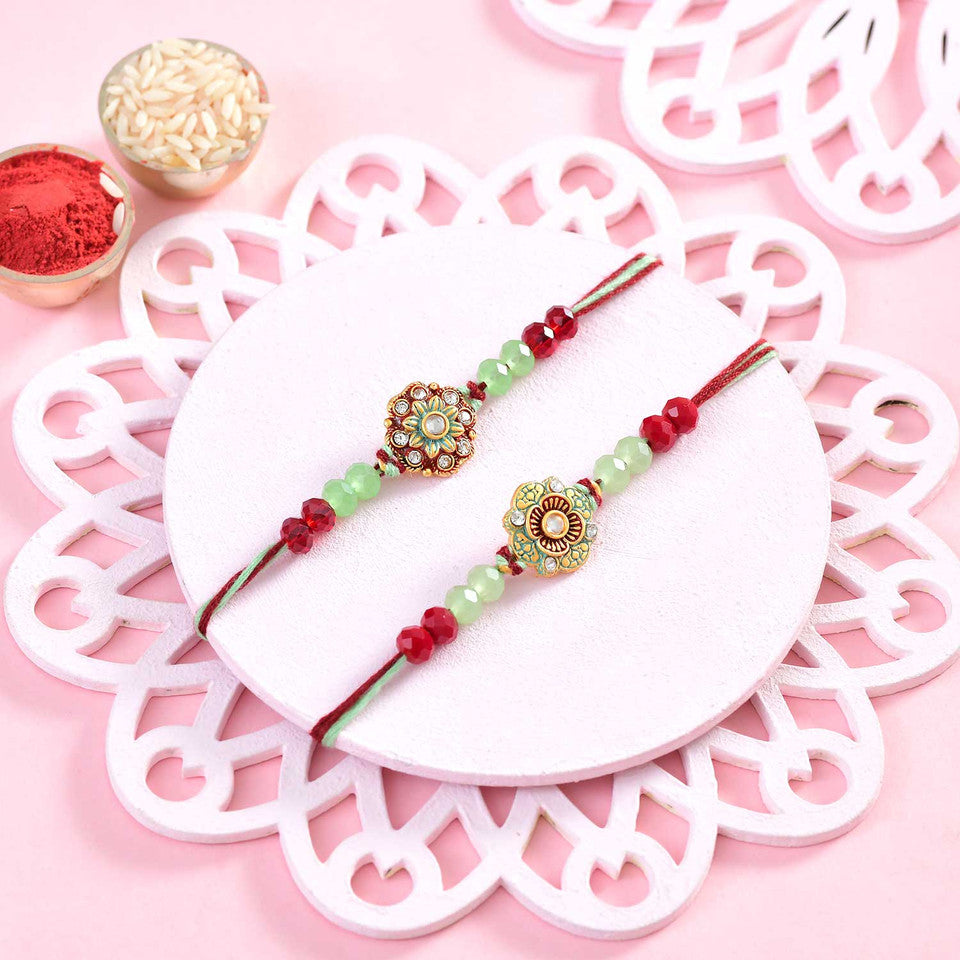 T4 Jewels 2Pcs Traditional Rakhi Set With Roli & Chawal😋 - SR26 Rakhi T4 Jewels