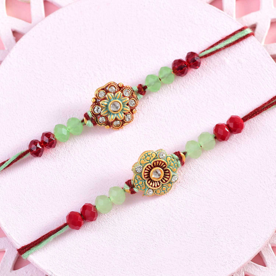 T4 Jewels 2Pcs Traditional Rakhi Set With Roli & Chawal😋 - SR26 Rakhi T4 Jewels