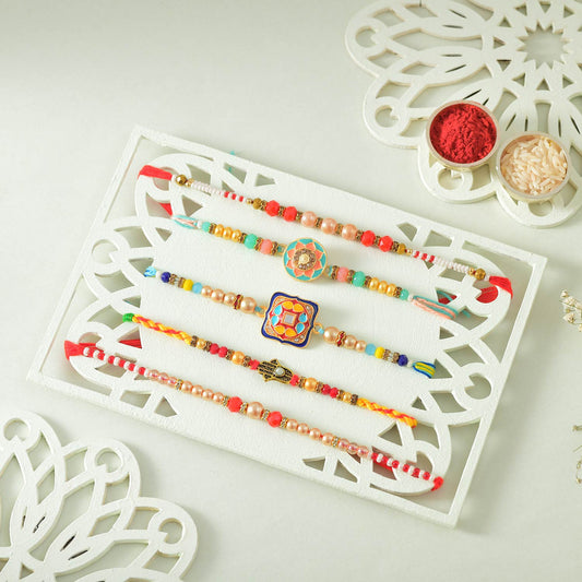 T4 Jewels Pack of 5 Multicolor Designer Rakhis for Brother - SR28 Rakhi T4 Jewels