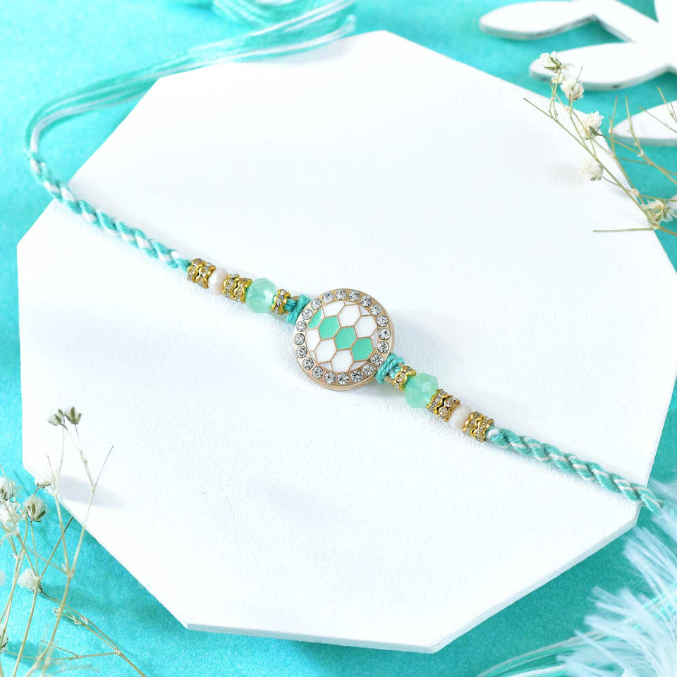 T4 Jewels Elegant Pearl Rakhi with Golden Touch for Brother | SR37 Rakhi T4 Jewels