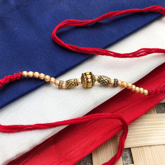 T4 Jewels Traditional Pearl Bead Rakhi 🏵️For Brothers 🤝– SR43 Rakhi T4 Jewels