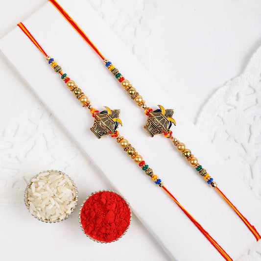 Elegant Kundan Rakhi with Red Beads | Handcrafted Rakhi for Brother 😊 - SR53 Rakhi T4 Jewels