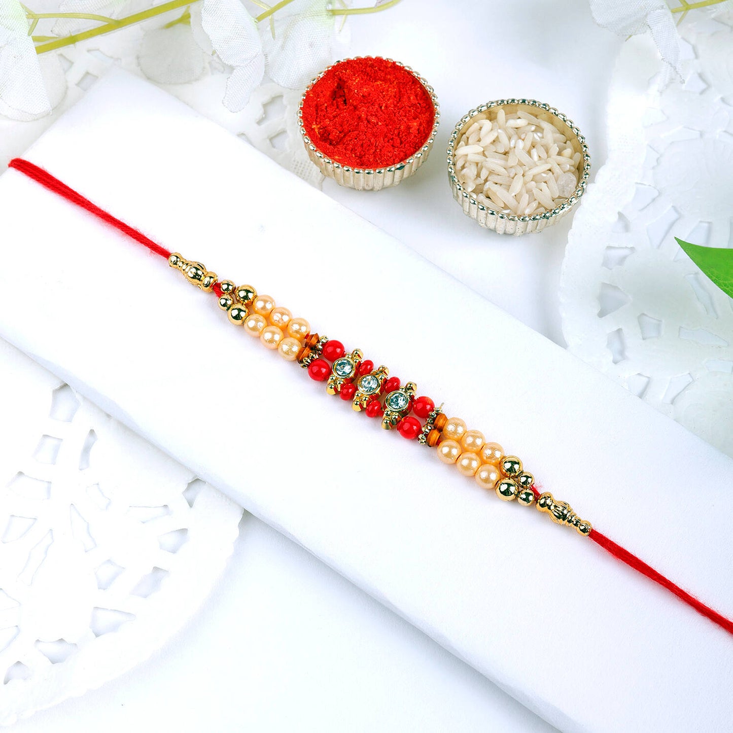 T4 Jewels Colorful Pearl & Stone Rakhi 🏵️For Brothers 😍– SR54 Rakhi T4 Jewels