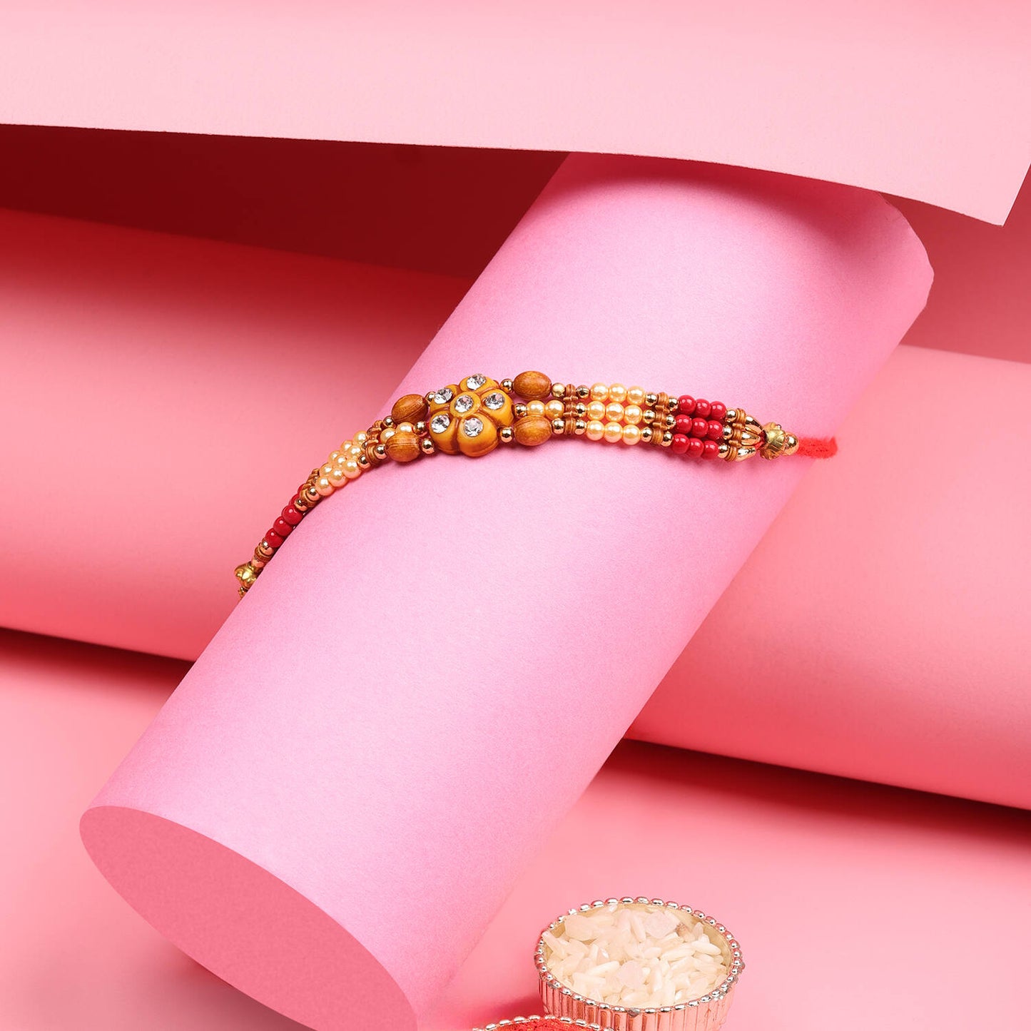 T4 Jewels Elegant Red Stone Rakhi with Golden Work😍 | Handmade Rakhi for Brother – Rakshabandhan Special - SR60 Rakhi T4 Jewels