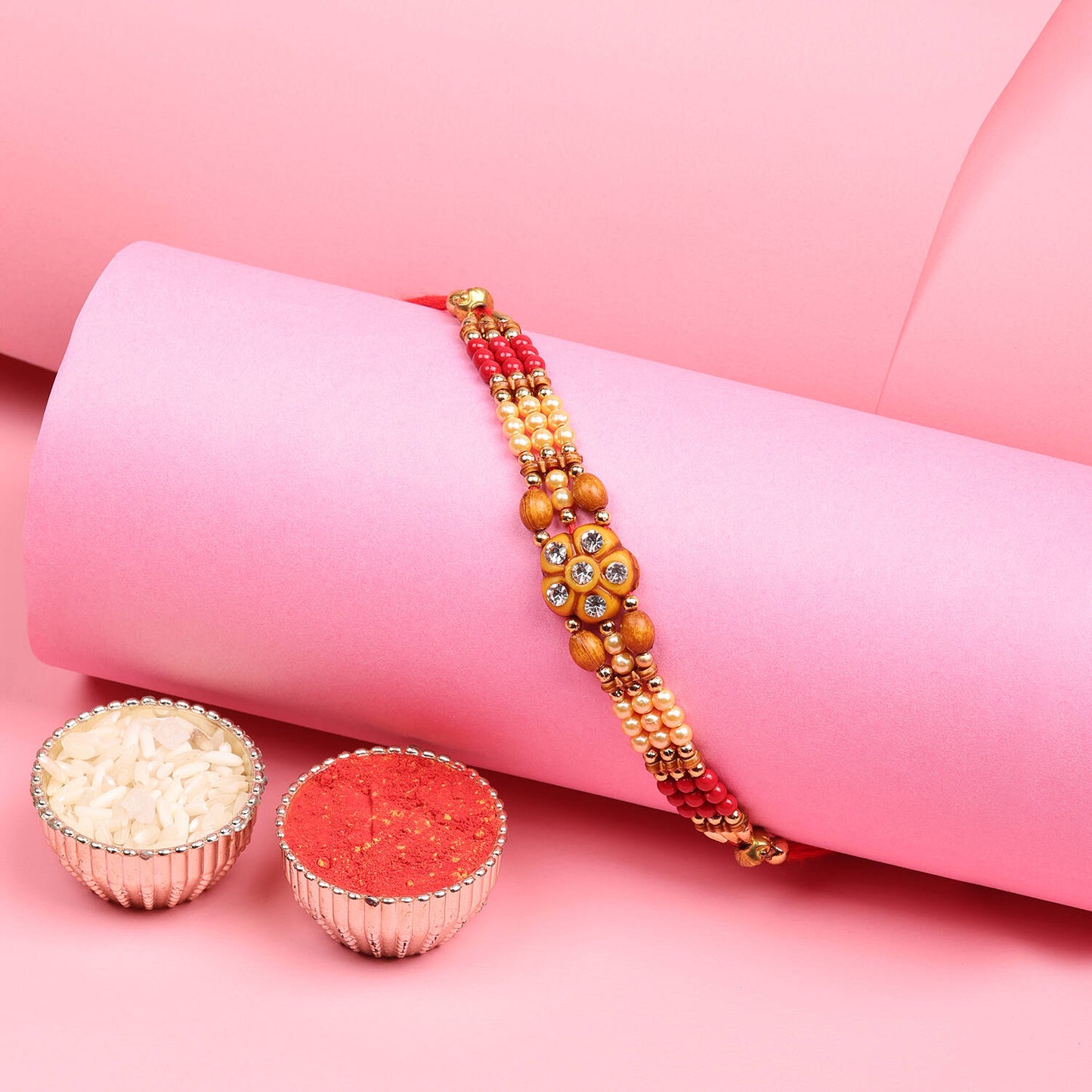 T4 Jewels Elegant Red Stone Rakhi with Golden Work😍 | Handmade Rakhi for Brother – Rakshabandhan Special - SR60 Rakhi T4 Jewels