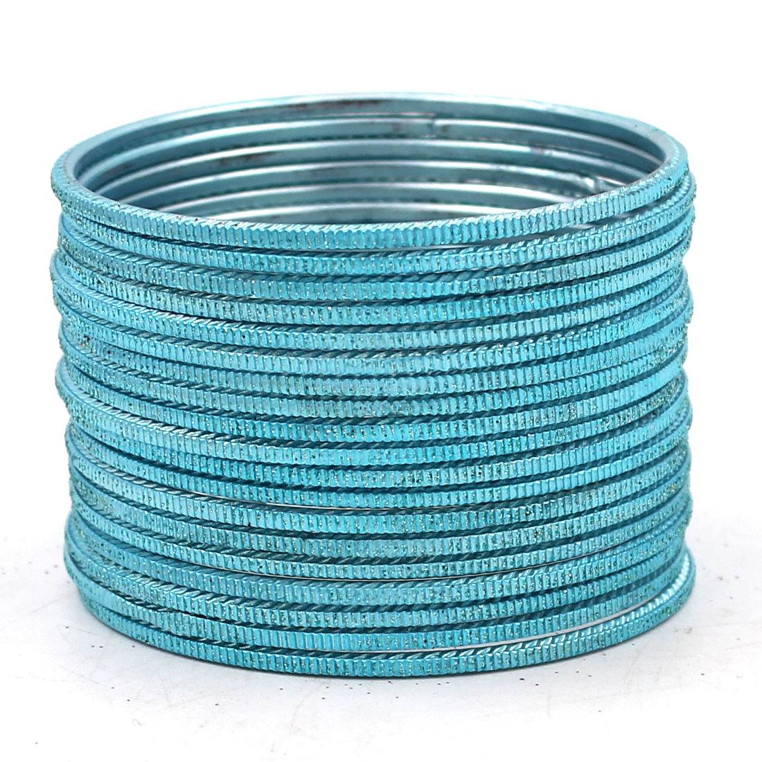 Set of 24 Lehar Glitter Metal Bangles by T4 Jewels Surf Plain Metal Bangles T4 Jewels