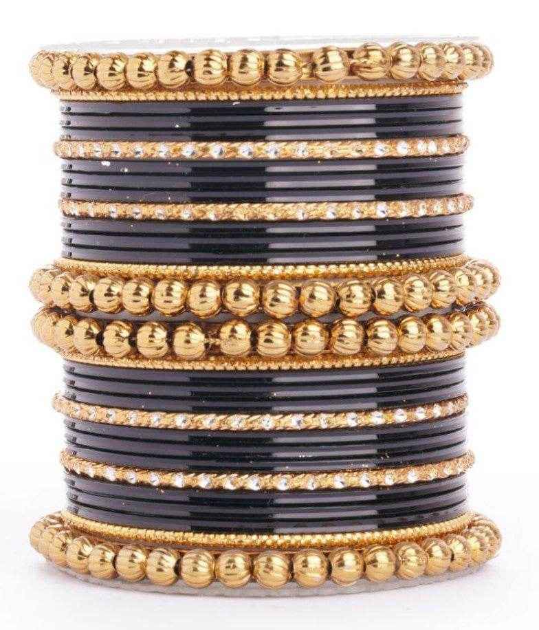 T4 Jewels Glossy Metal Bangles Set. Black Metal Bangles T4 Jewels