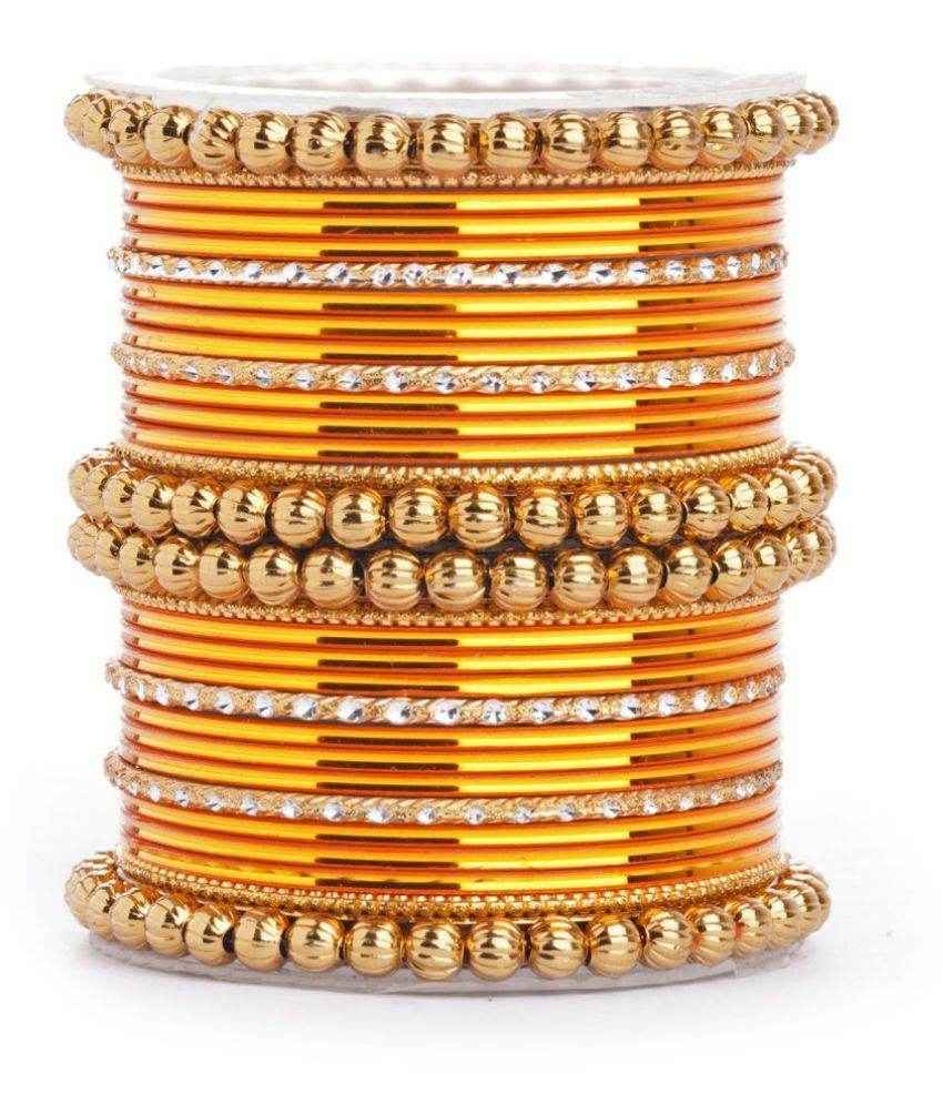 T4 Jewels Glossy Metal Bangles Set. Yellow Metal Bangles T4 Jewels