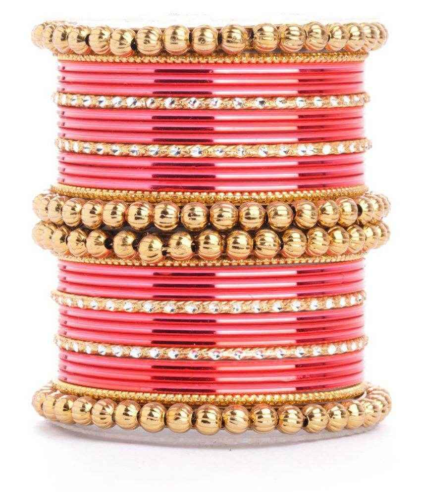 T4 Jewels Glossy Metal Bangles Set. Gajri Metal Bangles T4 Jewels