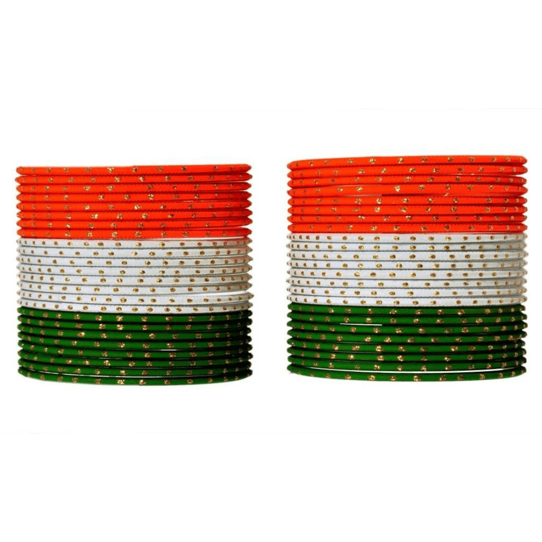 T4 Jewels Dotted Tricolor Bangle Set (Pack Of 48) Tricolor Bangles T4 Jewels