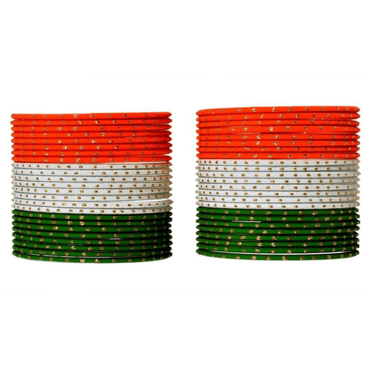T4 Jewels Dotted Tricolor Bangle Set (Pack Of 48) Tricolor Bangles T4 Jewels