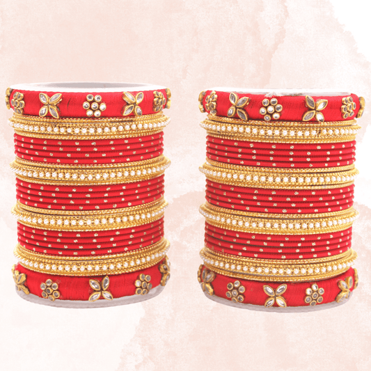 Set of 2 Bangle sets with Thread Bangles with floral Design All Bangle Sets T4 Jewels