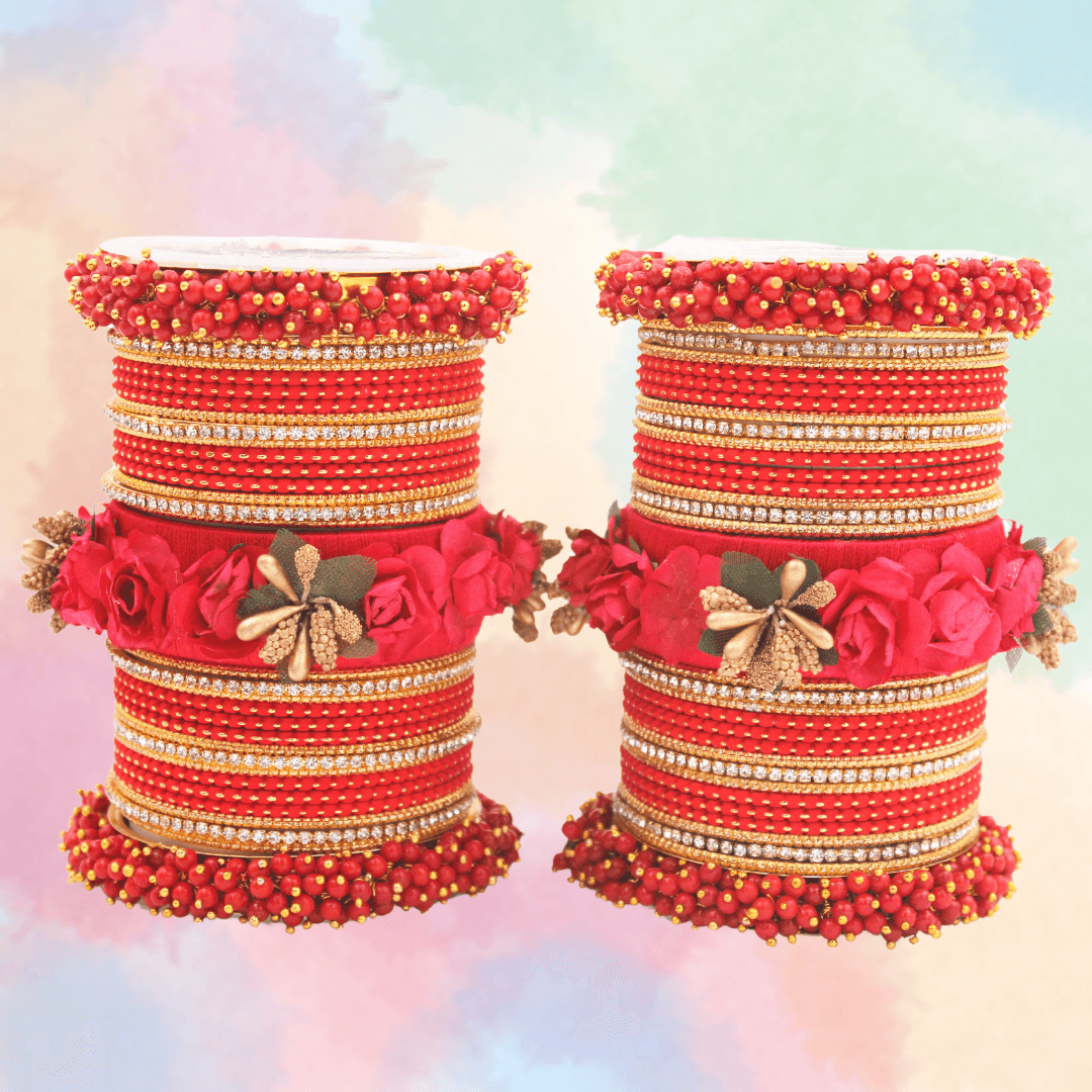 Set of 2 Floral Bridal Bangle sets By T4 Jewels All Bangle Sets T4 Jewels