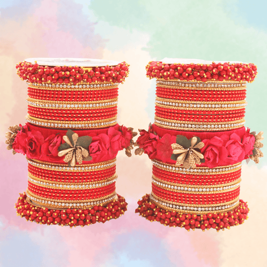Set of 2 Floral Bridal Bangle sets By T4 Jewels All Bangle Sets T4 Jewels