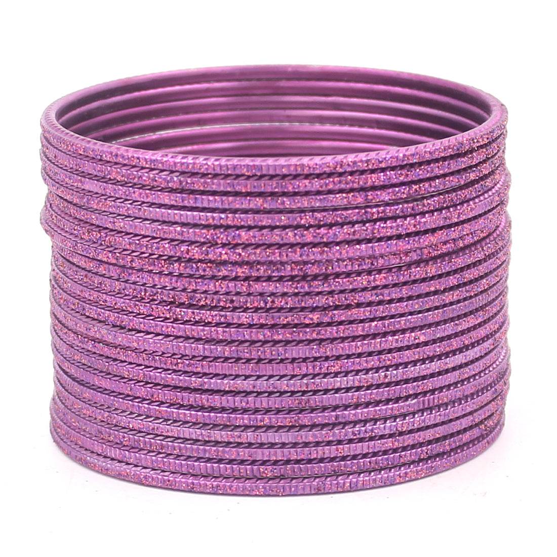 Set of 24 Lehar Glitter Metal Bangles by T4 Jewels Wine Plain Metal Bangles T4 Jewels
