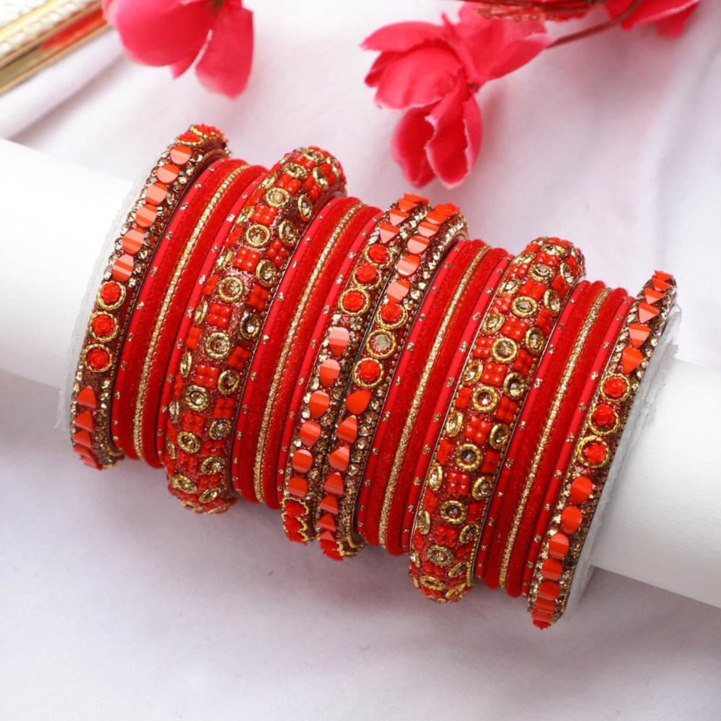 Traditional Lac Bangle set for Women by T4 Jewels Red All Bangle Sets T4 Jewels