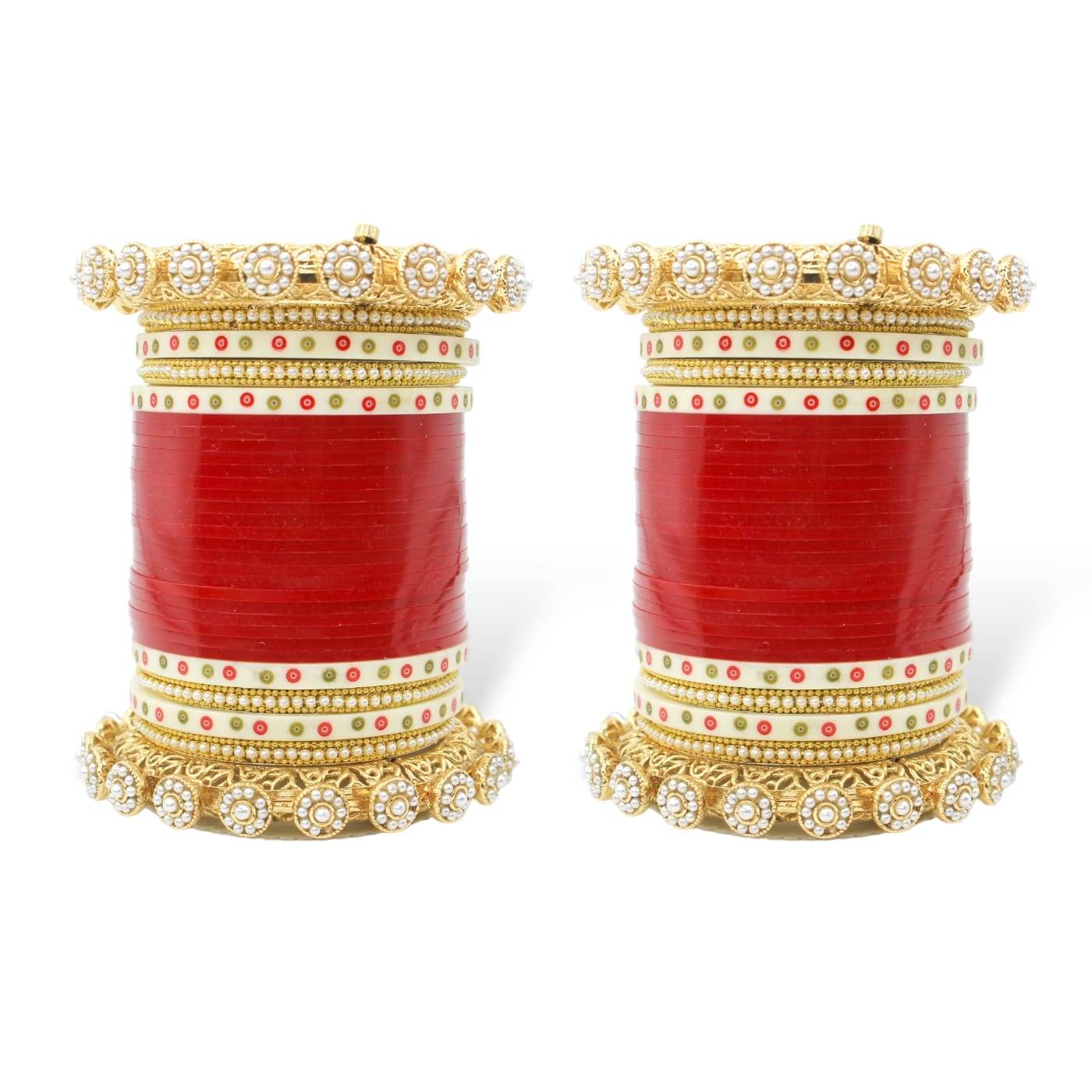 Bridal Chura with Pastel Colours and Pacheli Rajwada Kada Red Bridal Chuda T4 Jewels