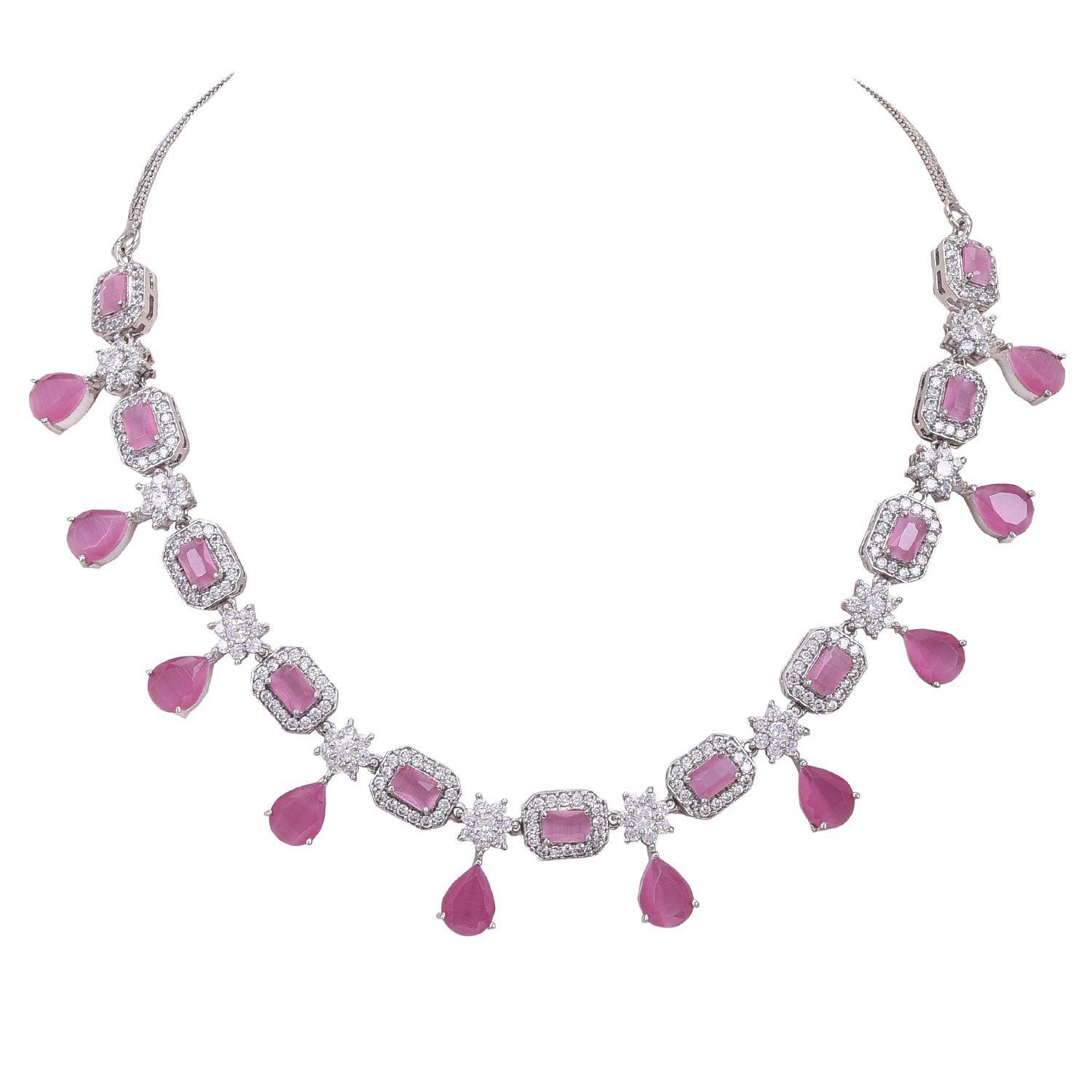Radiant Handcrafted CZ Necklace Set - A Refined and Graceful Jewelry Piece T4 Jewels