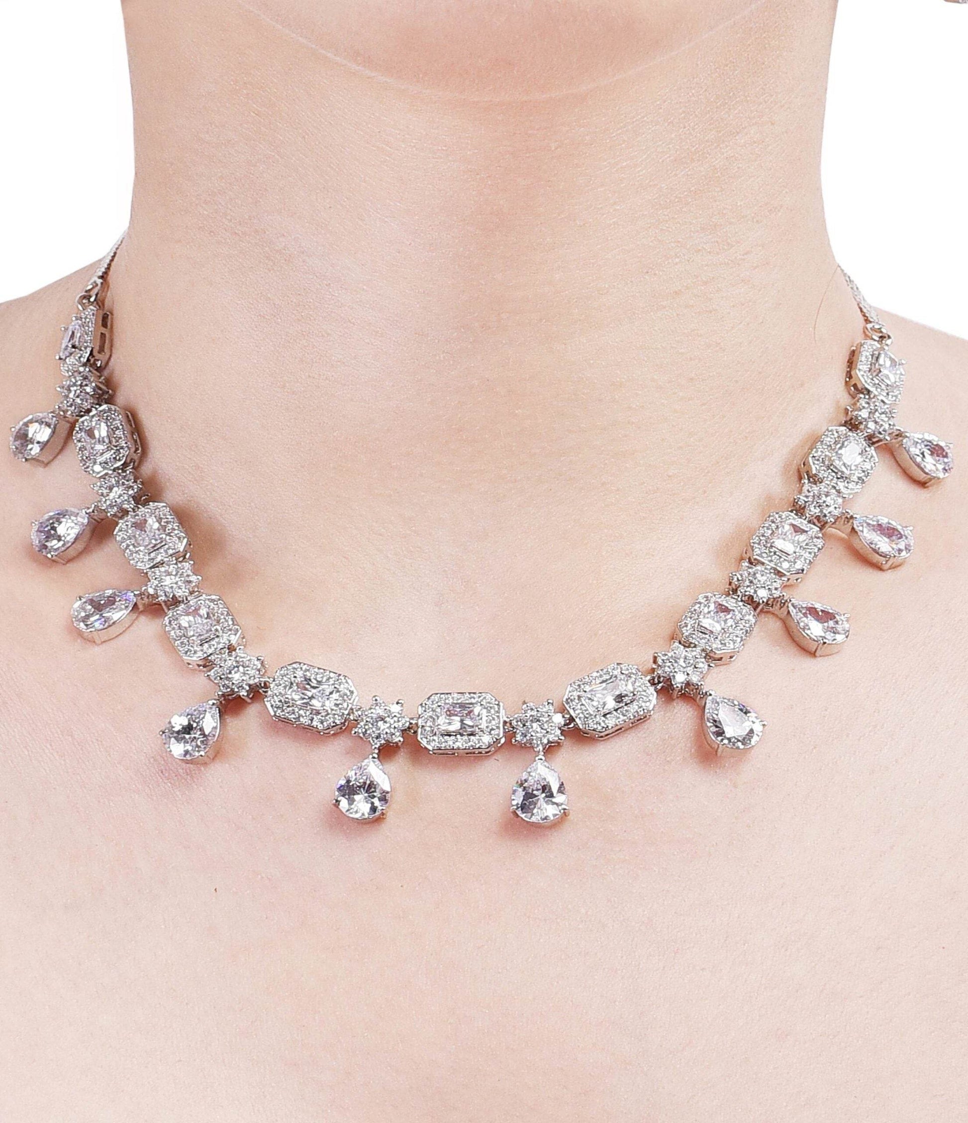 Glittering Handcrafted CZ Necklace Set - A Stunning Jewelry Piece for Women T4 Jewels