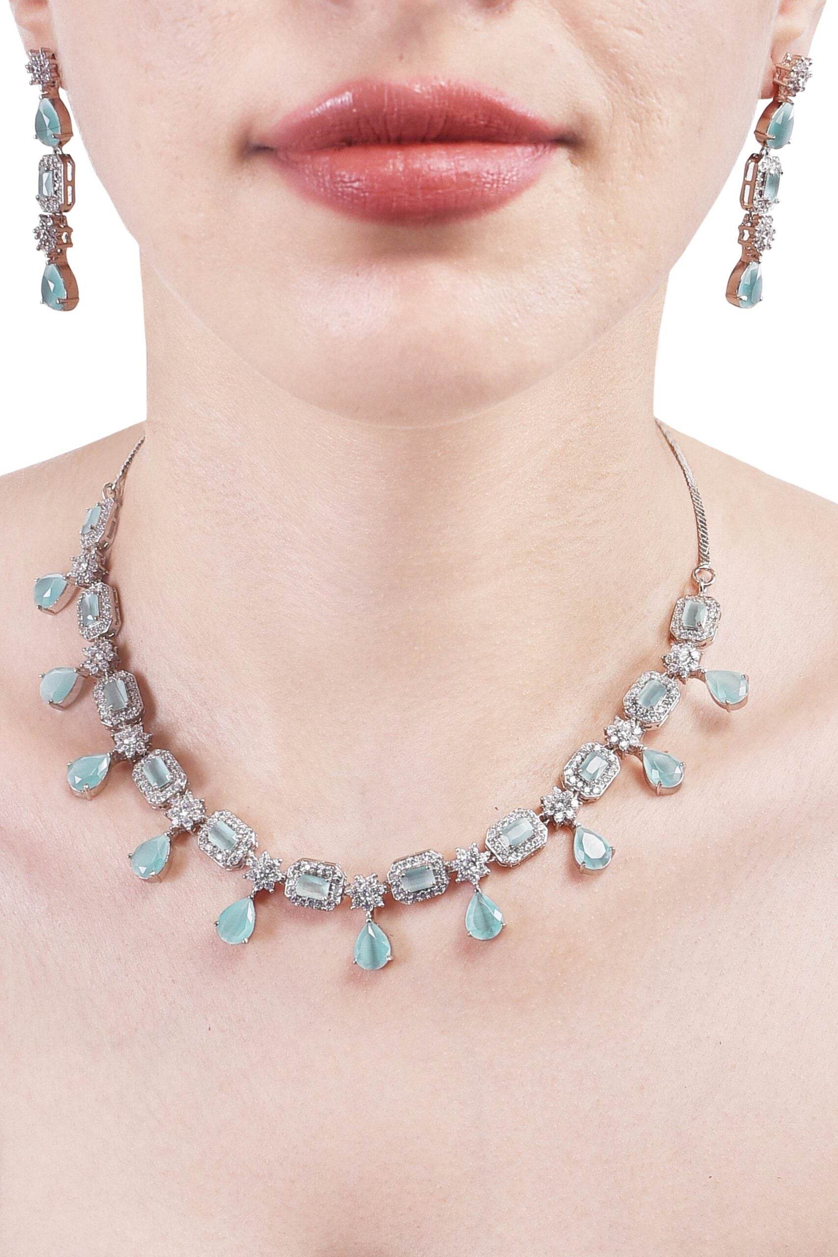 Charming Handcrafted CZ Necklace Set - A Lovely and Feminine Jewelry Piece T4 Jewels