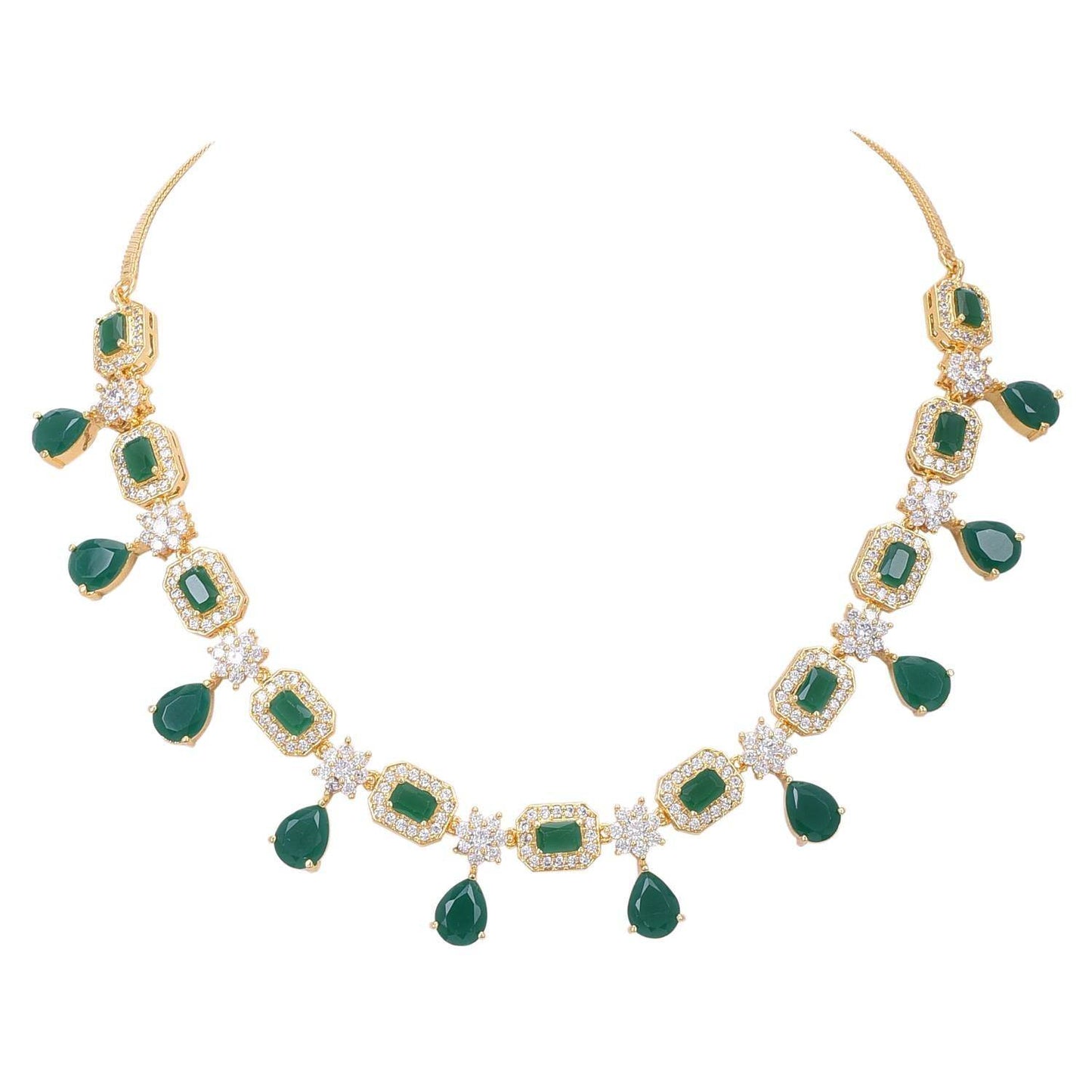 Graceful Handcrafted CZ Necklace Set - A Delicate and Dazzling Jewelry Piece T4 Jewels