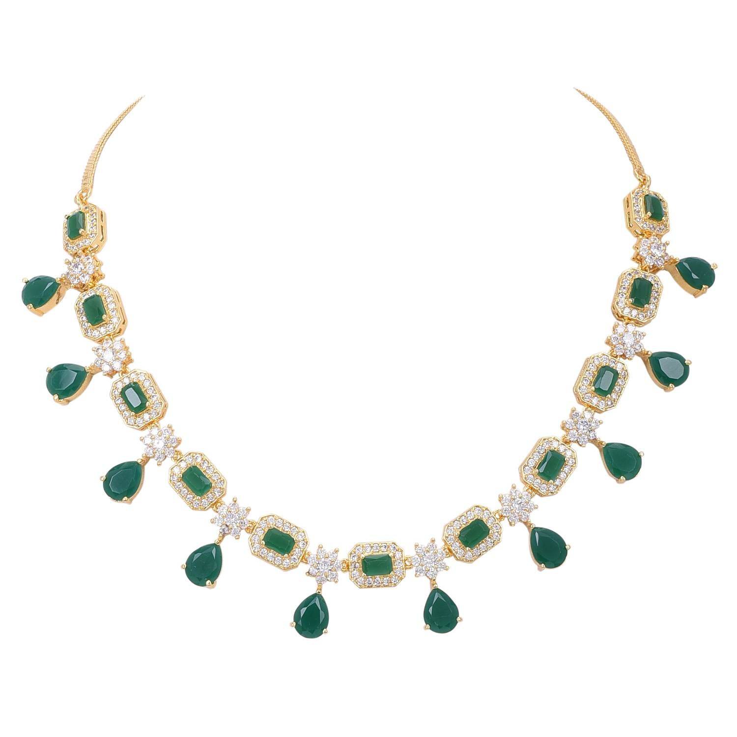 Graceful Handcrafted CZ Necklace Set - A Delicate and Dazzling Jewelry Piece T4 Jewels